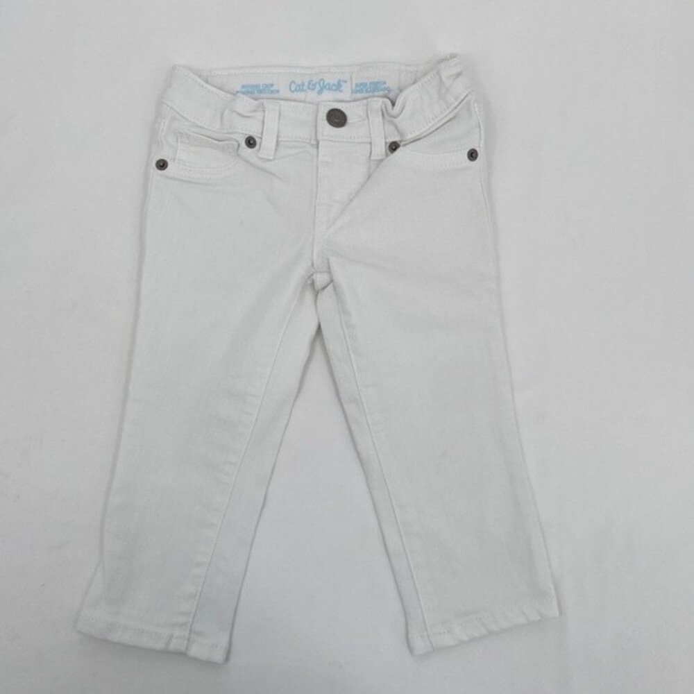 Cat & Jack girls 4 White Jegging Crop Jeans Capri Adjustable Waist